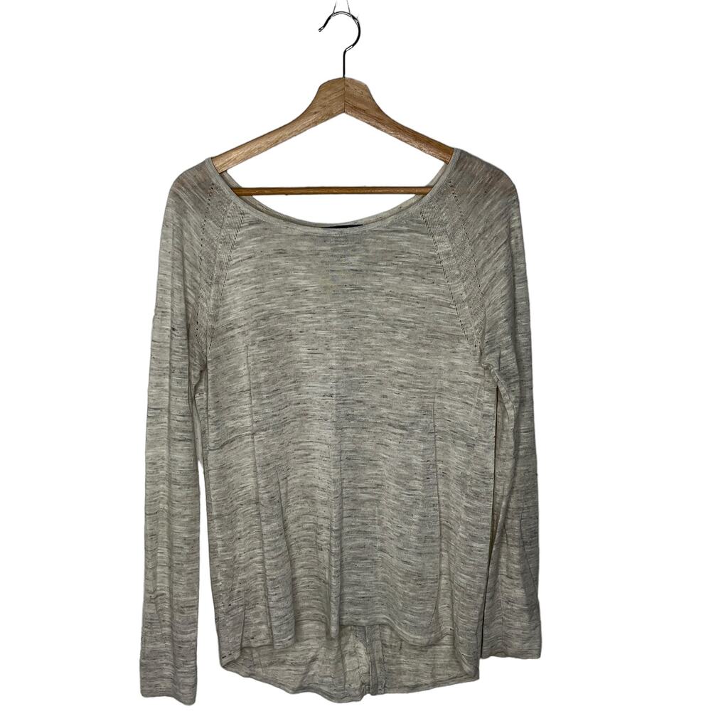 Ann Taylor Women's Raglan Split Back Marled Cream‎ Lightweight Top Size Small
